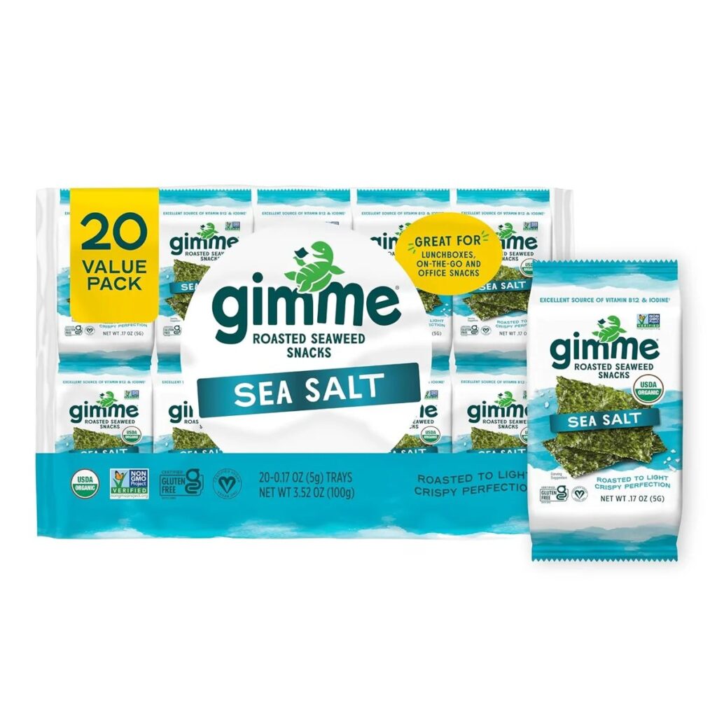20 CT Sea Salt Organic Roasted Seaweed Snacks, 5g (0.17 oz)