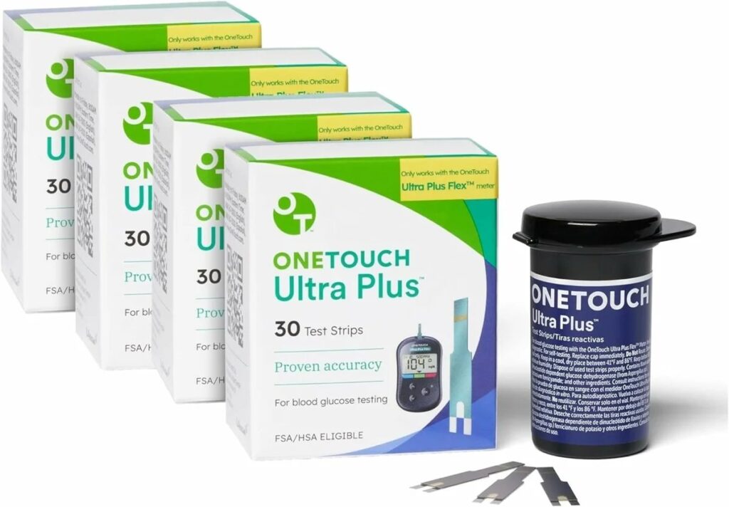 OneTouch Ultra Plus Test Strips for Blood Glucose Meter, 30 Count, 4 Pack