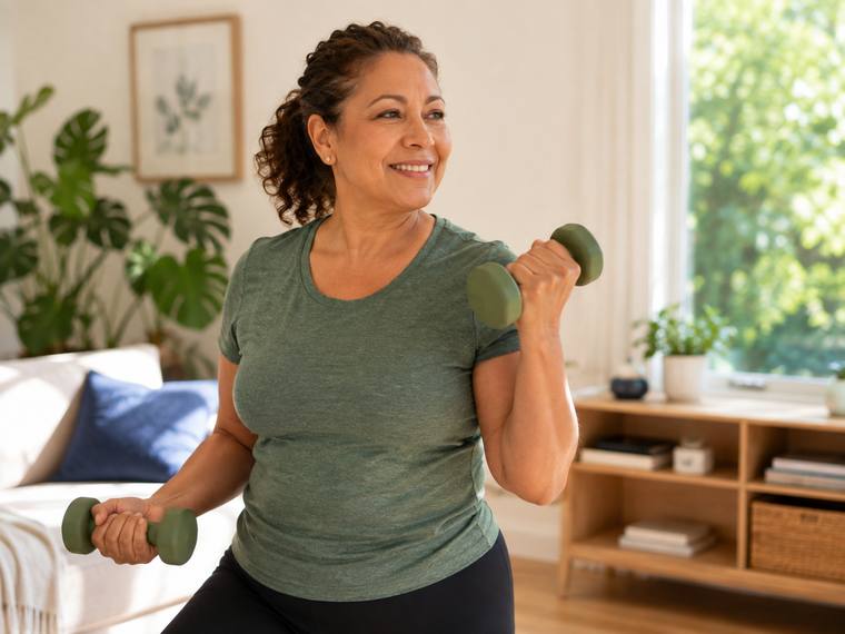 Strength training at home with dumbbells