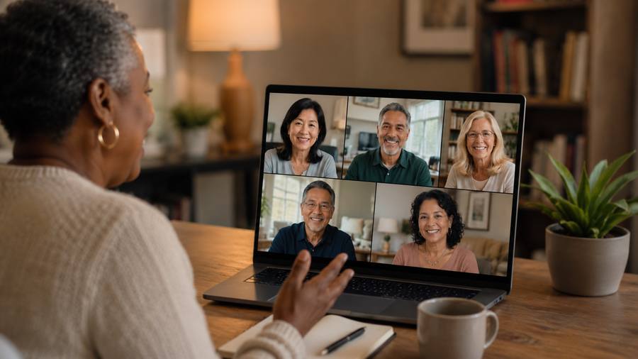Connecting with a supportive community on a live video call