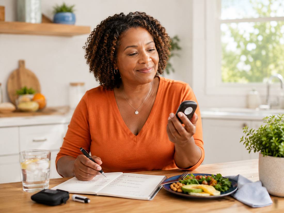 Reviewing glucose readings and notes at home